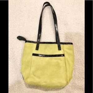 JoAnn Page green leather calf hair purse.